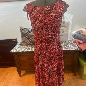 NWT Dressbarn Pink and Black Patterned Midi Dress Sz 10